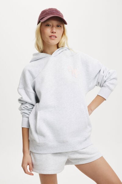 Moletom - Plush Premium Graphic Hoodie, CLOUDY GREY MARLE/WELLNESS CLUB CHERRY DREAM