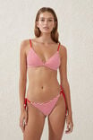 Fixed Triangle Bikini Top, LOBSTER RED CRINKLE STRIPE - alternate image 1