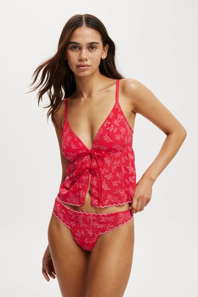 Layla Lace Longline Bralette, CHERRY PIE