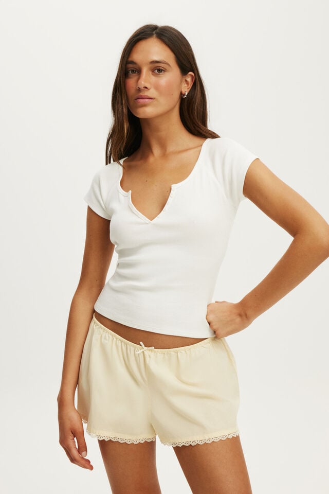 Rib Henley Tee, COCONUT MILK