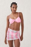 Mesh Gathered Beach Mini Skirt, PINK CHECK - alternate image 1