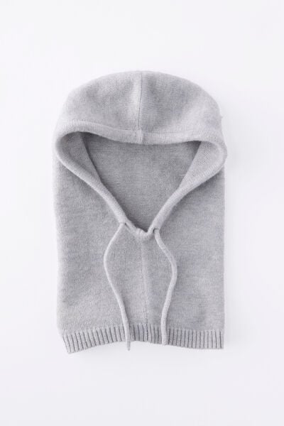 Knit Hood, GREY MARLE
