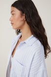 Flannel Boyfriend Long Sleeve Shirt, BLUE/WHITE/PANNA COTTA STRIPE - alternate image 2