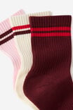 Move Crew Sock 3Pk, COCONUT MILK/GINGERBERRY/CHERRY DREAM - example image 3