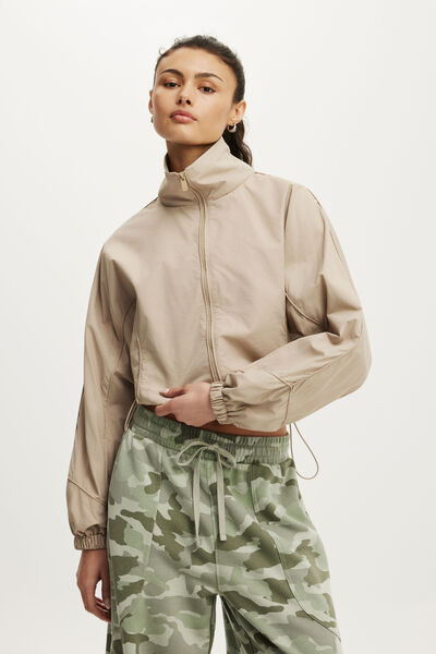 Active Cropped Contrast Anorak, LATTE