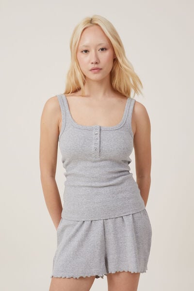 Henley Sleep Tank, GREY MARLE