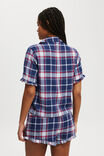 Flannel Short Sleeve Shirt And Short Personalised, TONI CHECK/NAVY/WHITE AND RED - alternate image 3