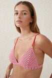 Fixed Triangle Bikini Top, LOBSTER RED CRINKLE STRIPE - alternate image 2