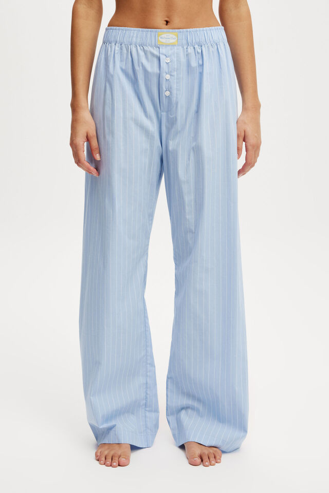 Personalised Boyfriend Boxer Pant, LIGHT BLUE/WHITE STRIPE CONTRAST