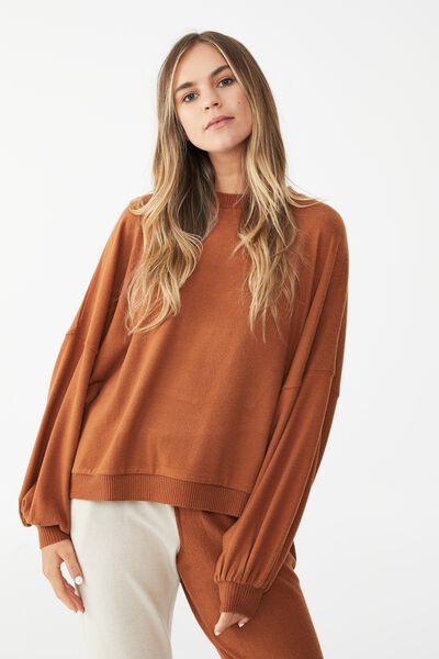 Super Soft Long Sleeve Sweater, GLAZED GINGER
