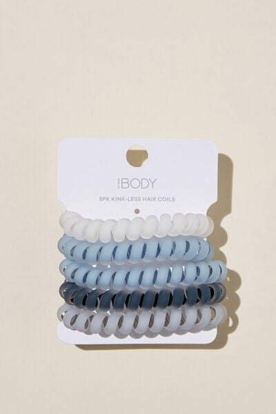 Coil Hair Ties 5Pk, FROSTED BLUE