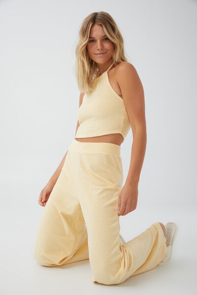Terry Summer Lounge Pant, YELLOW STRIPE