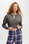 Cropped Knit Cardigan, CHARCOAL - alternate image 1