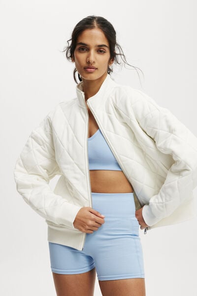 Active Quilted Zip Through, COCONUT MILK