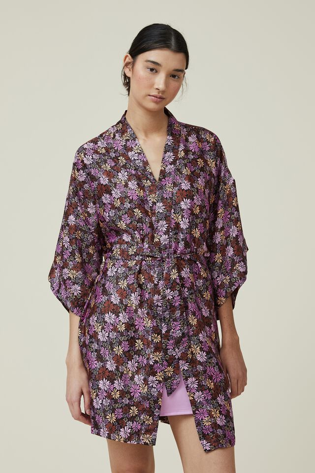 Satin Robe, SCATTERED DAISY DIGITAL ORCHID