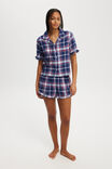 Flannel Short Sleeve Shirt And Short Personalised, TONI CHECK/NAVY/WHITE AND RED - alternate image 1