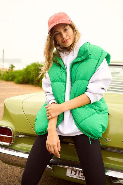 The Recycled Mother Puffer Vest, KELLY GREEN