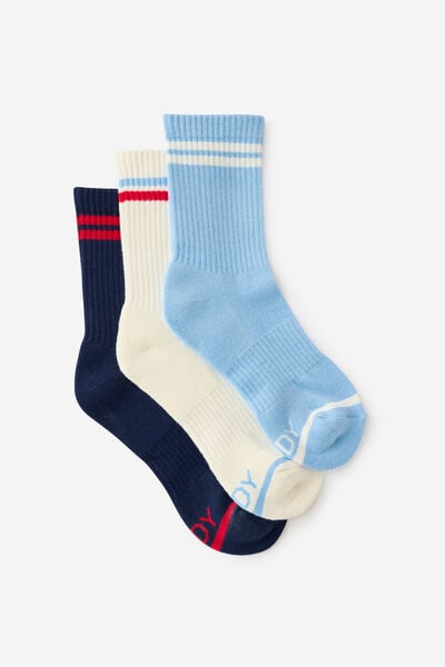Move Crew Sock 3Pk, COCONUT MILK/CAMPUS BLUE/ PREP SPORT NAVY