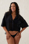 Crochet Beach Shirt, BLACK/CROCHET - alternate image 1