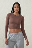 Ultra Soft Fitted Long Sleeve Top, DEEP TAUPE - alternate image 1