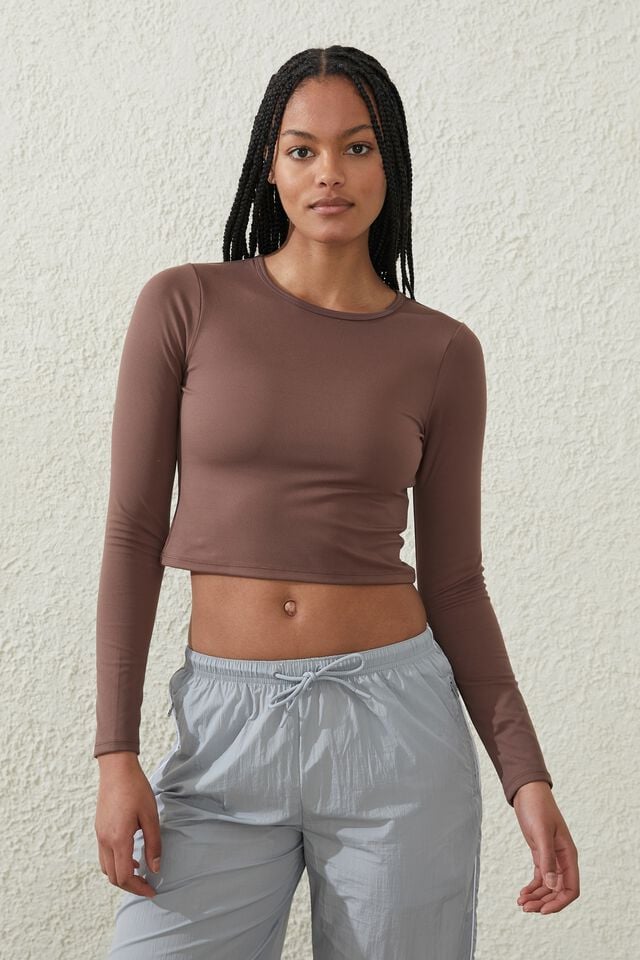 Ultra Soft Fitted Long Sleeve Top, DEEP TAUPE