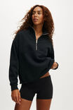 Plush Essential Half Zip Jumper, BLACK - example image 4