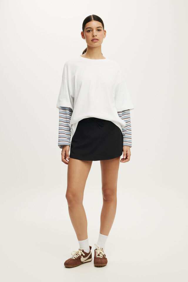Ultra Soft Tie Front Skirt, BLACK