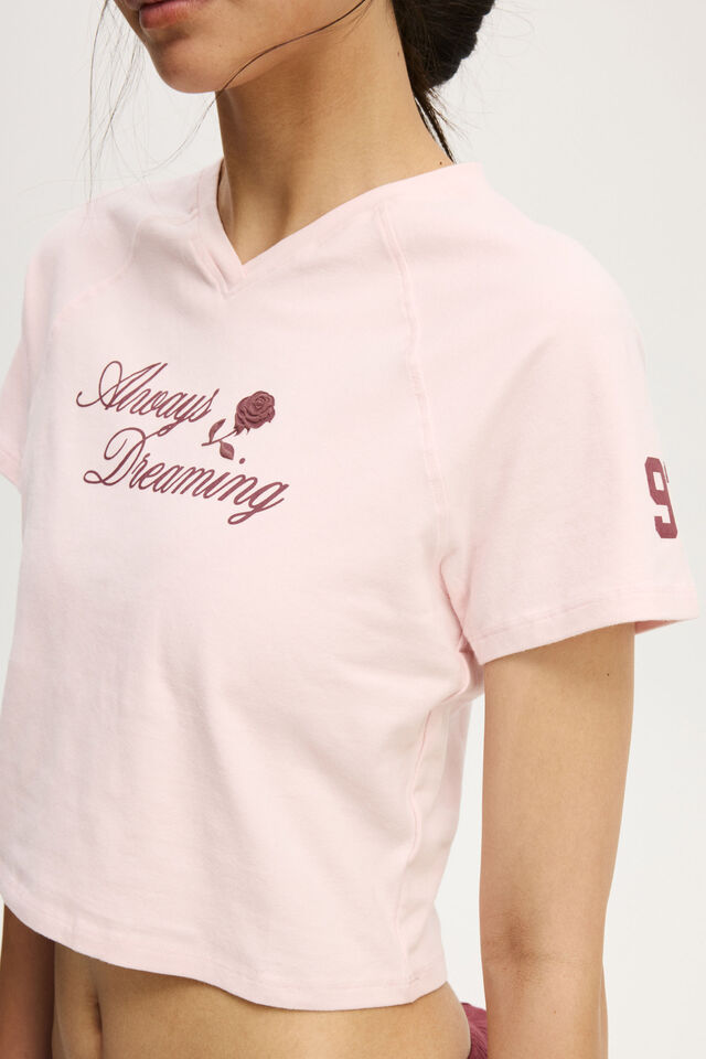 Dreamy Soft V Neck Baby Tee, BLUSHING BRIDE ALWAYS DREAMING