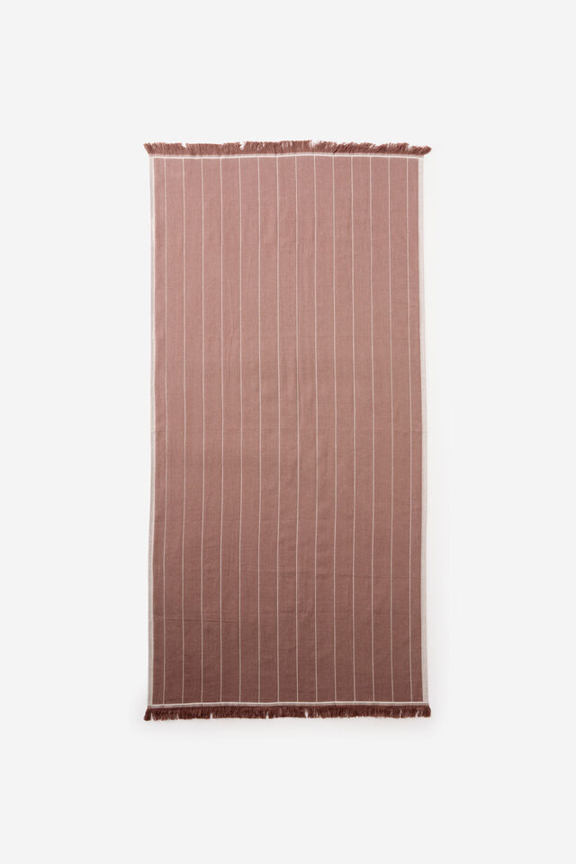 Lucia Lightweight Towel, TOFFEE BEAN PINSTRIPE