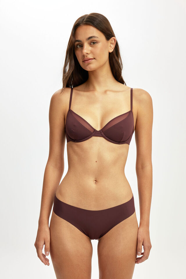 Double Layer Underwire Bra, CHOCOLATE PLUM