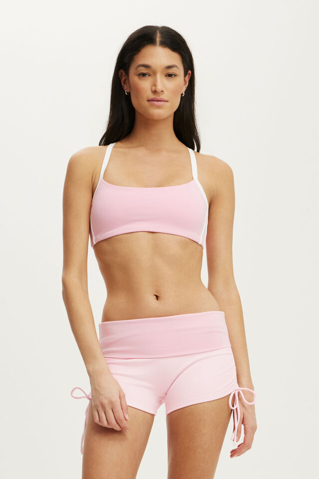 Ultra Soft Tie Side Roll Over Micro Short, CHERRY DREAM/PRISM PINK