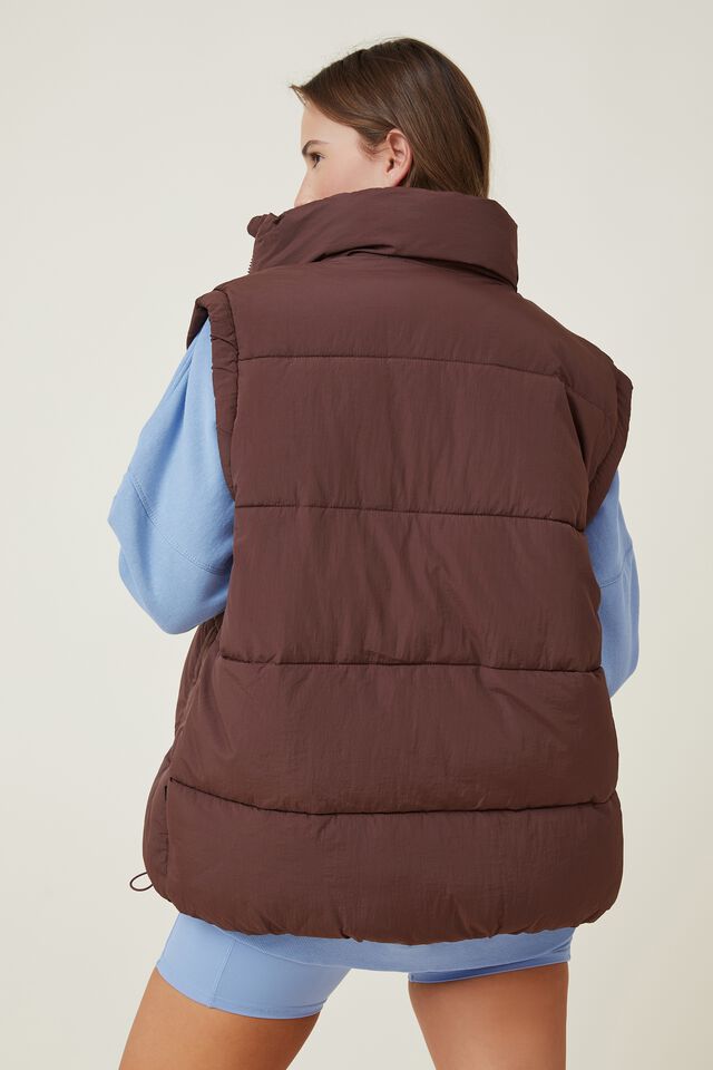 The Recycled Mother Puffer Vest, CEDAR BROWN