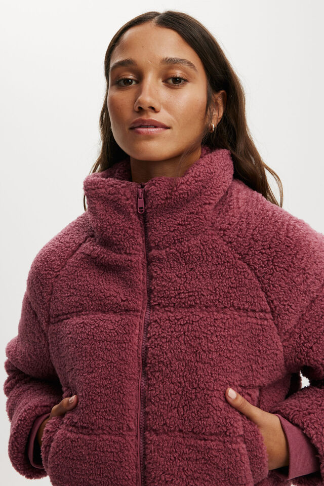 Jaqueta - The Mother Puffer Cropped Sherpa Jacket, DRY ROSE