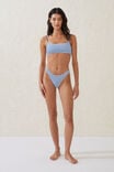 Straight Neck Crop Bikini Top, SPRING BLUE CRINKLE STRIPE - alternate image 4