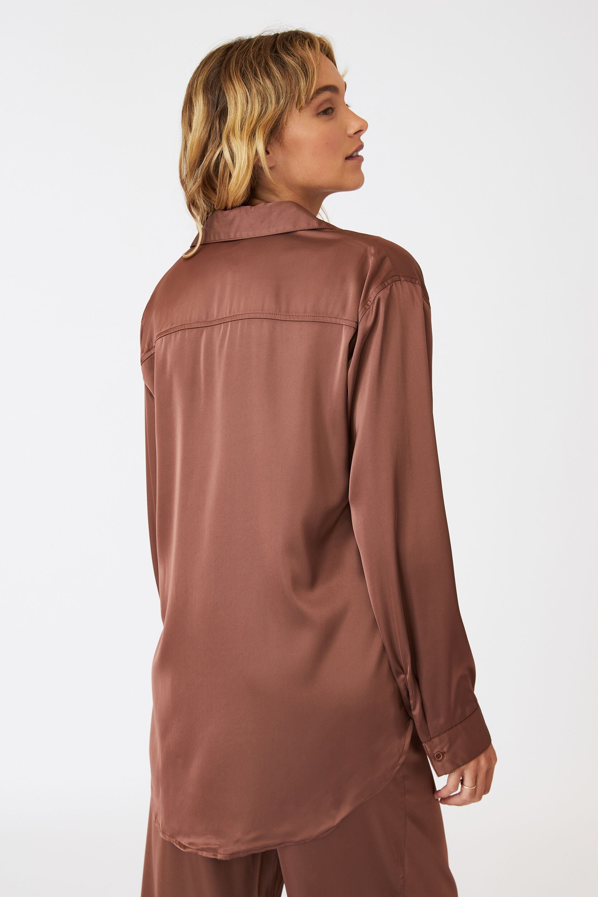 Gifts Gifts For Her | Long Sleeve Satin Sleep Shirt - PF20519