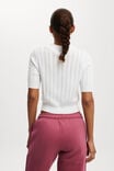 Lightweight Knit Polo Tshirt, WHITE - alternate image 3
