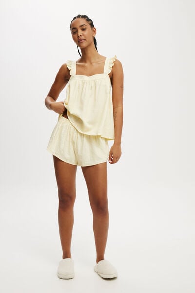 Woven Babydoll Cami Set, YELLOW DREAM