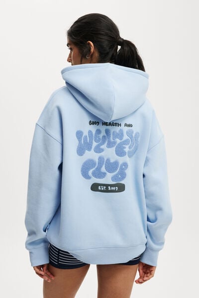 Plush Premium Graphic Hoodie, WINDSURFER/BHWC WELLNESS CLUB