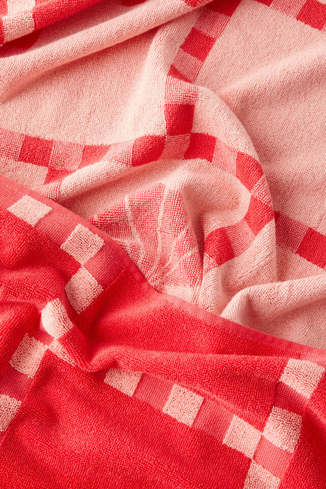Solana Cotton Beach Towel, TOMATO SHELL CHECK MOTIF