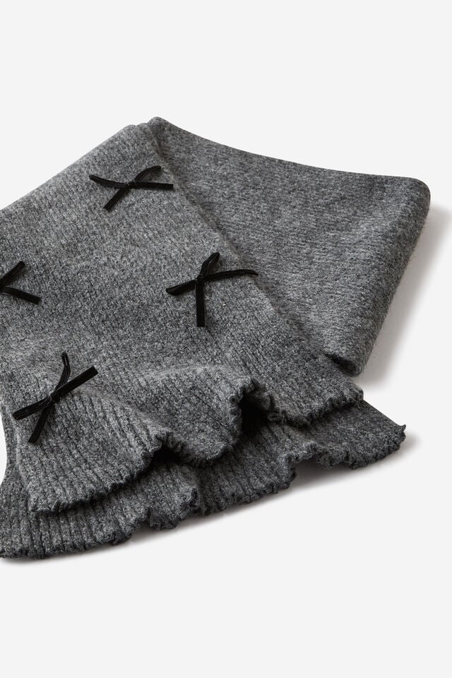 Body Cosy Rib Scarf, CHARCOAL BOWS