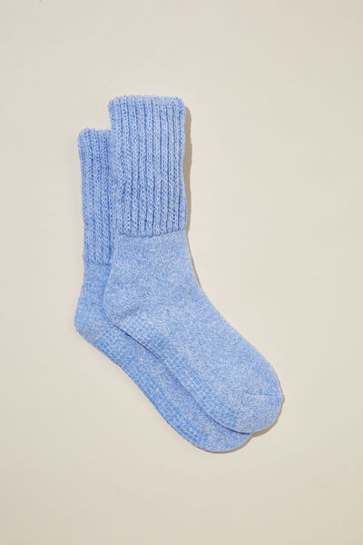 Cosy Rib Bed Sock, CORNFLOUR BLUE MARLE