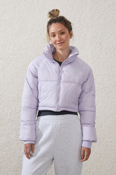 The Mother Puffer Cropped Jacket, LILAC LIGHT