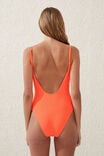 Thin Strap Low Scoop One Piece Cheeky, VIBRANT ORANGE CRINKLE - alternate image 3
