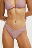 Soft Dip High Side Brazilian Bikini Bottom, SUNDRIED ROSE RIB STRIPE - vista de exemplo 2