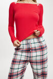 Flannel Boyfriend Boxer Pant, TONI CHECK/NAVY/GREEN/RED - alternate image 4