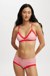 Organic Cotton Lace Boyshort Brief, LOLA CHECK RED/PINK - alternate image 4