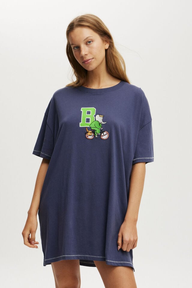 90S Graphic T-Shirt Nightie, LCN BAB / BABAR BICYCLE