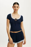Slinky Soft Lace Trim Tee, MOON TIDE - example image 1