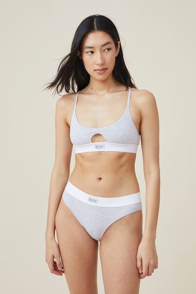 Organic Cotton Branded Bikini Brief, GREY MARLE