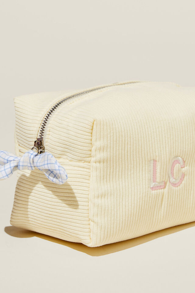 Cottage Cos Case Personalised, PANNA COTTA CORD/ YELLOW BLUE GINGHAM